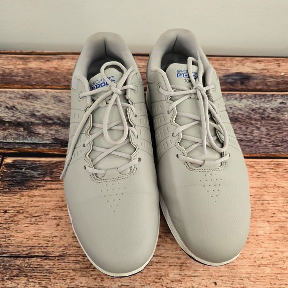 Skechers Men's Torque Waterproof Golf Shoe, Gray/Blue Sole, 8.5 - Picture 2 of 6